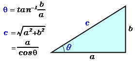 底辺と高さから角度と斜辺を計算